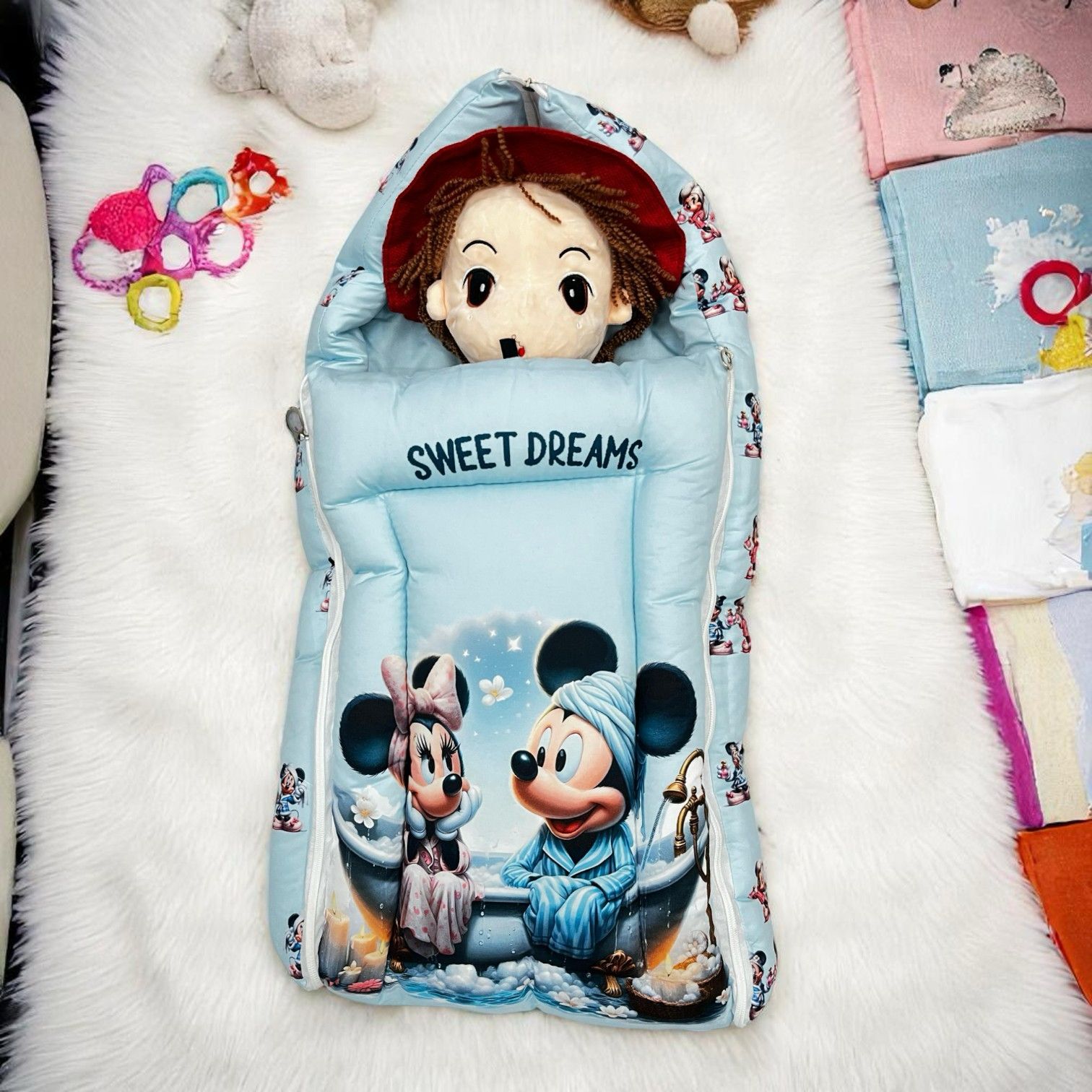 Newborn Baby Sleeping Bag with Cute Printed Designs – Hooded & Zippered